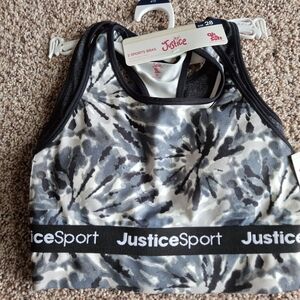 Justice Sport Black and Gray Camouflage Bra 2 Pack